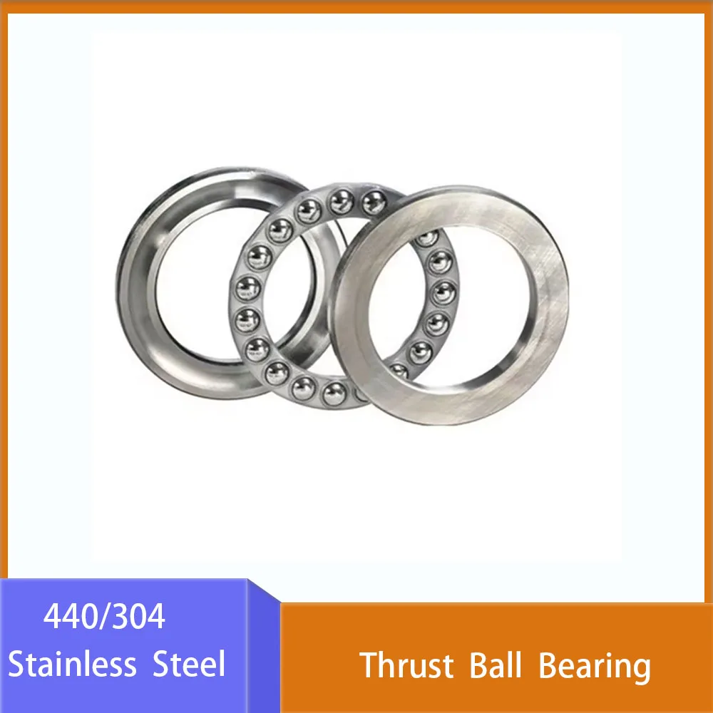 1/3/5Pcs 304/440 Stainless Steel Plane Axial Bearing  51101 51102 51103 51104 51105 51106 51107 3-in-1 Thrust Ball Bearing