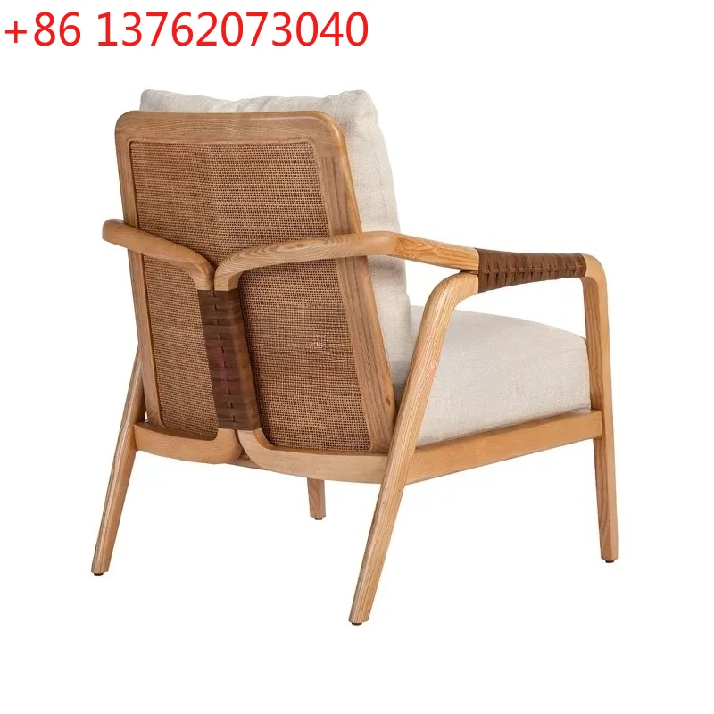 

Простой скандинавский светильник из ротанга из цельного дерева для спальни, гостиной, роскошный простой диван для отдыха, одиночный стулEsmt163