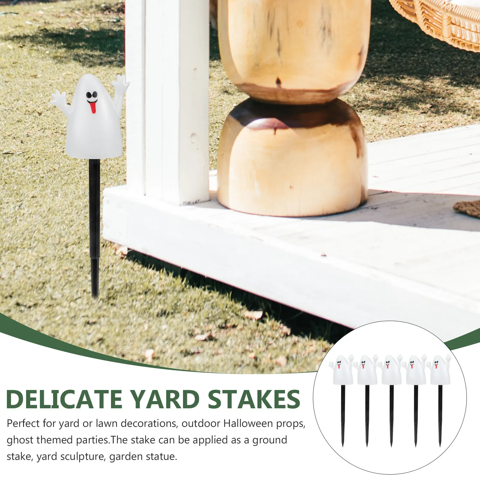 

Набор из 5 солнечных светильников-колышков в виде призраков для Хэллоуина, уличных украшений, декора двора, газона, сада, вечеринок, фестивалей ужасов