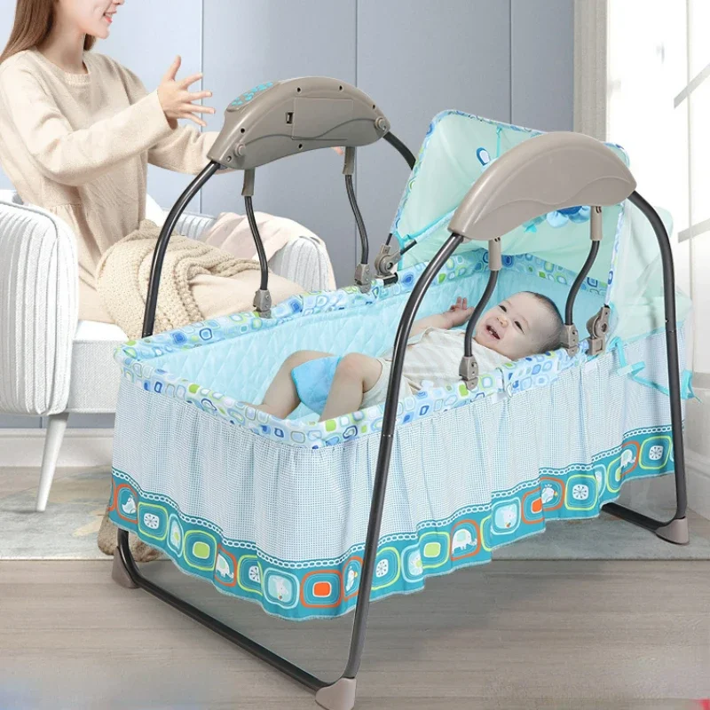 Folding Storage Baby Rocking Chair Remote Control Music Newborn Baby Rocking Bed Electric Baby Cradle Comfort Chairs