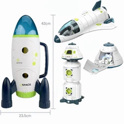 Acousto Optic Space Rocket Toy Astronaut Spaceship Toys Model Shuttle Space Station Rocket Aviation Series Toys Children Gift