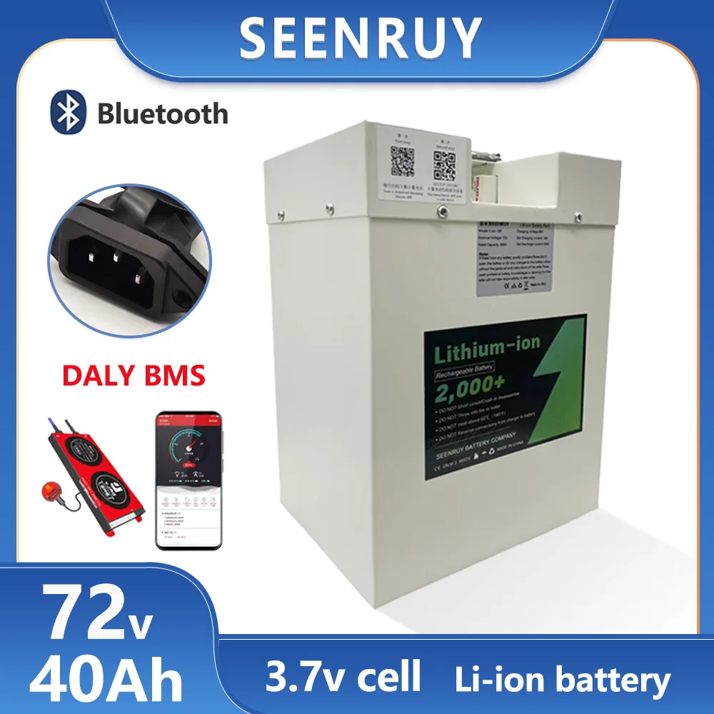 

72v 40Ah lithium Battery Pack with DALY 50A Bluetooth BMS for Rickshaw Mountain Electric Motorcycle Electric tricycle