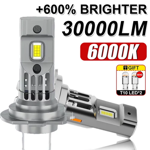 Imagen 1 del producto 2 uds 300W Turbo H7 LED CANBUS luz Mini lámpara de cabeza tamaño 1:1 inalámbrico H7 bombillas de faros LED para coche sin errores con ventilador 6000K blanco