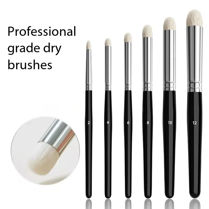 6Pcs/Set Dry Brush Miniature Painting Drybrush Professional Paint Brushes Goat Hair For Scale Models Figurines Craft Art Tool