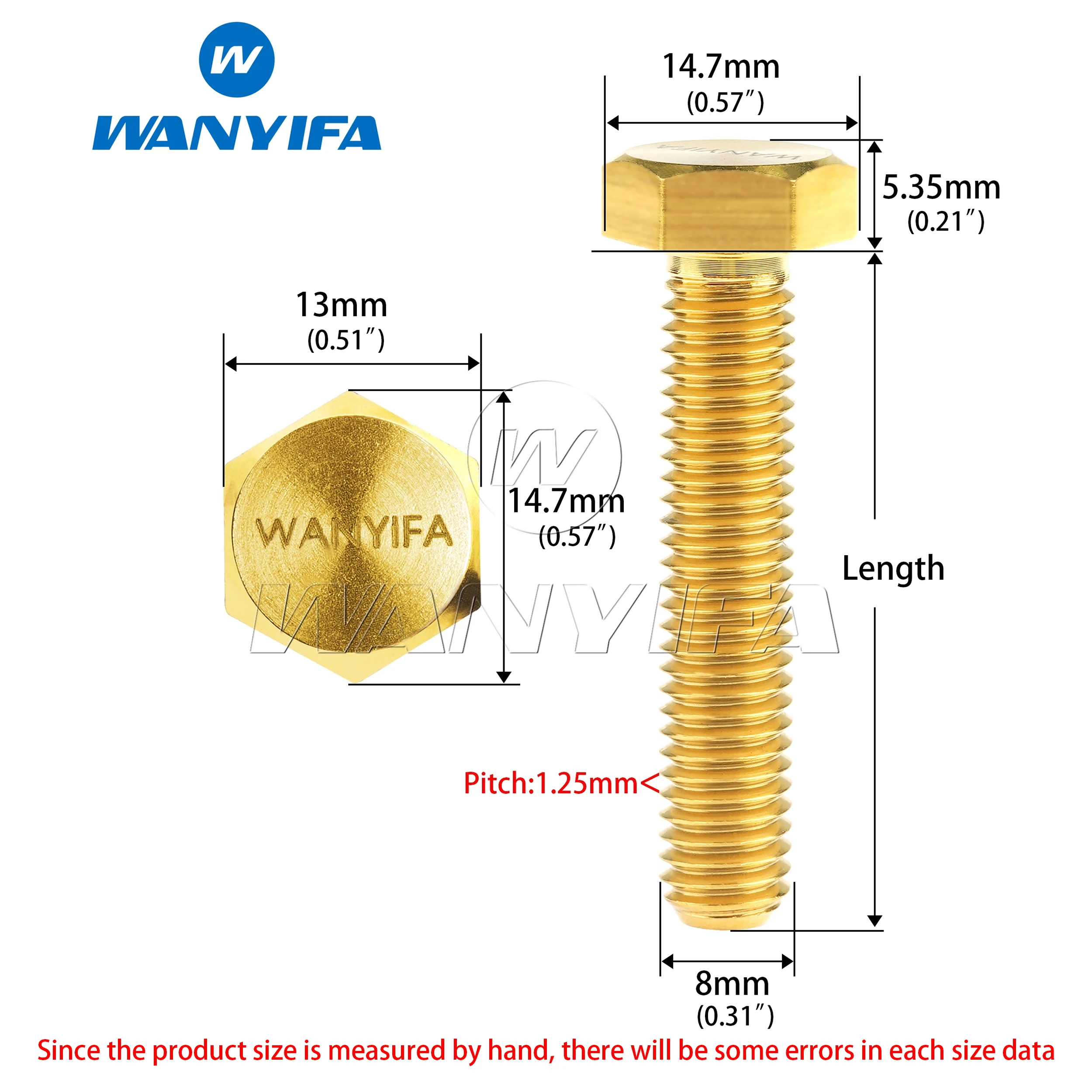 Wanyifa Titanium Bolt M6 M8 10/15/20/25/30/35/40/45/50/55/60/65/70/75/80 DIN933 Fully Threaded External Hex Motorcycle Screws