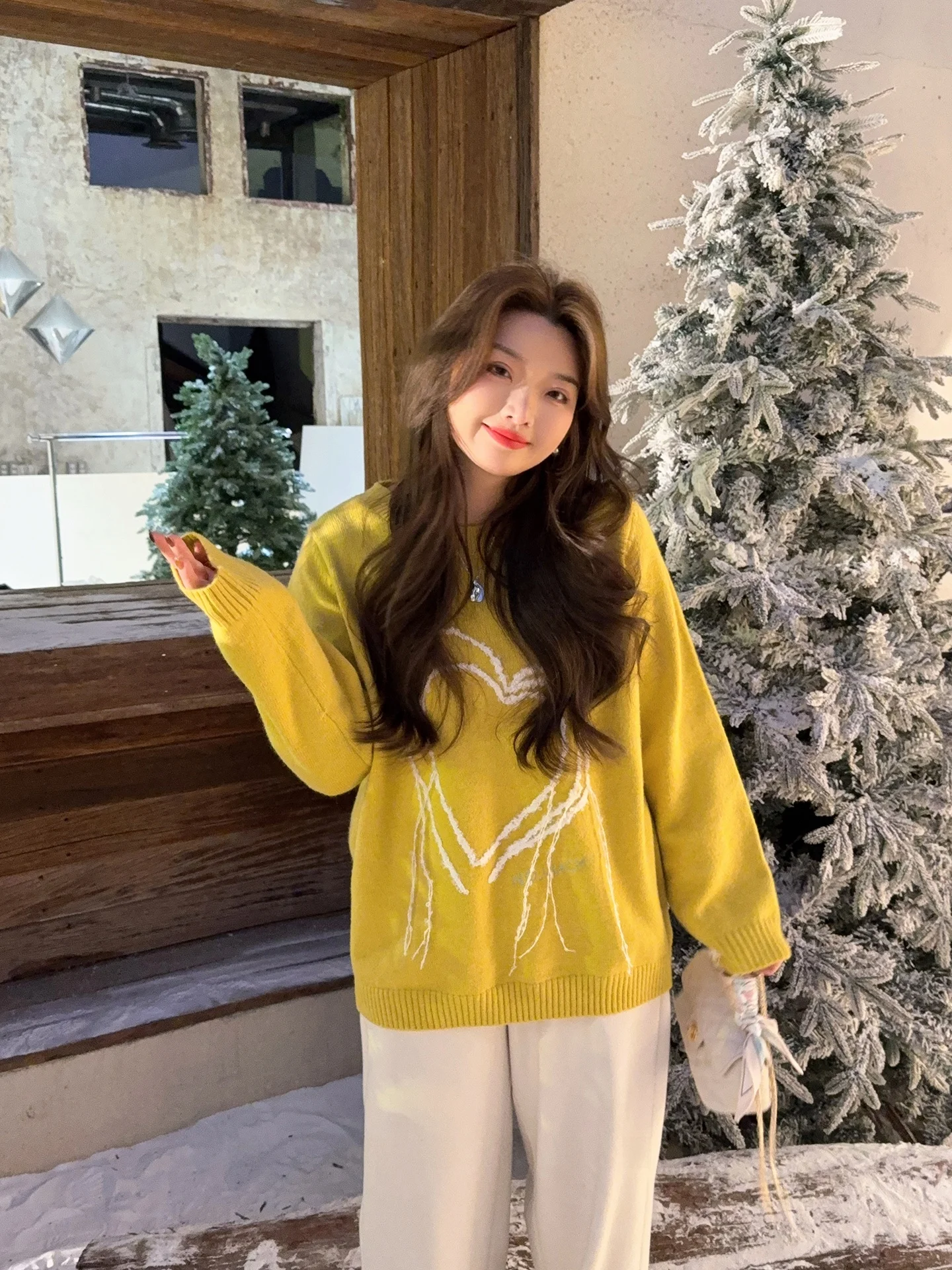 

Miss ng plus Size Knitwear Heart Pattern Loose Fit Soft Cozy Winter New Sle Casual Sle Long Sve round Ne Single Bu...