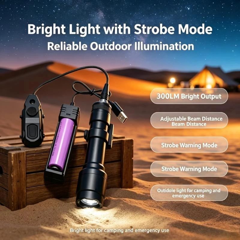 Alloy LED Torch Combo Long & Short, Bright Illumination Strobe Mode, USB Rechargeable, Outdoor Hiking Equipment