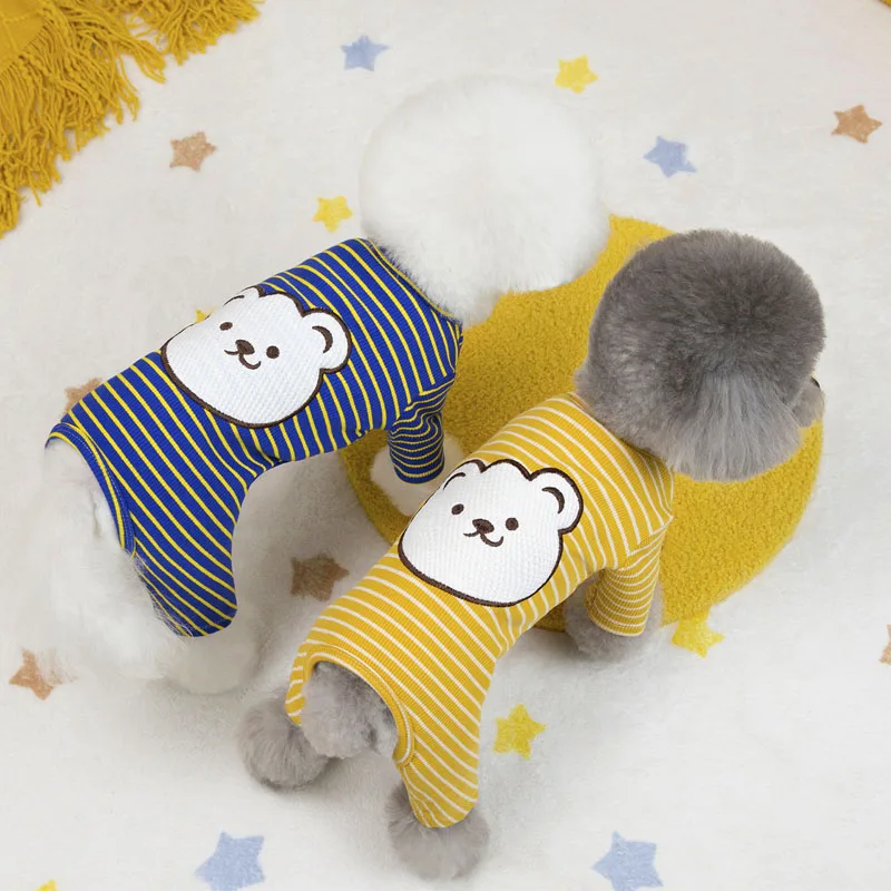 Dog Clothes Strip Hoodie Pant Jumpsuit Pajamas Tracksuit For Small Dogs Shih Tzu Dachshund Puppy Pijamas Overalls All-In-One XXL