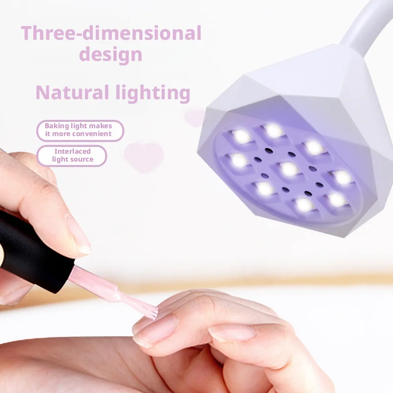 SHINEKNOT LED UV Lotus Style Desk Lamp Nail Art Induction Phototherapy Lamp Rechargeable Purple Light Quick Drying Nail Sticker