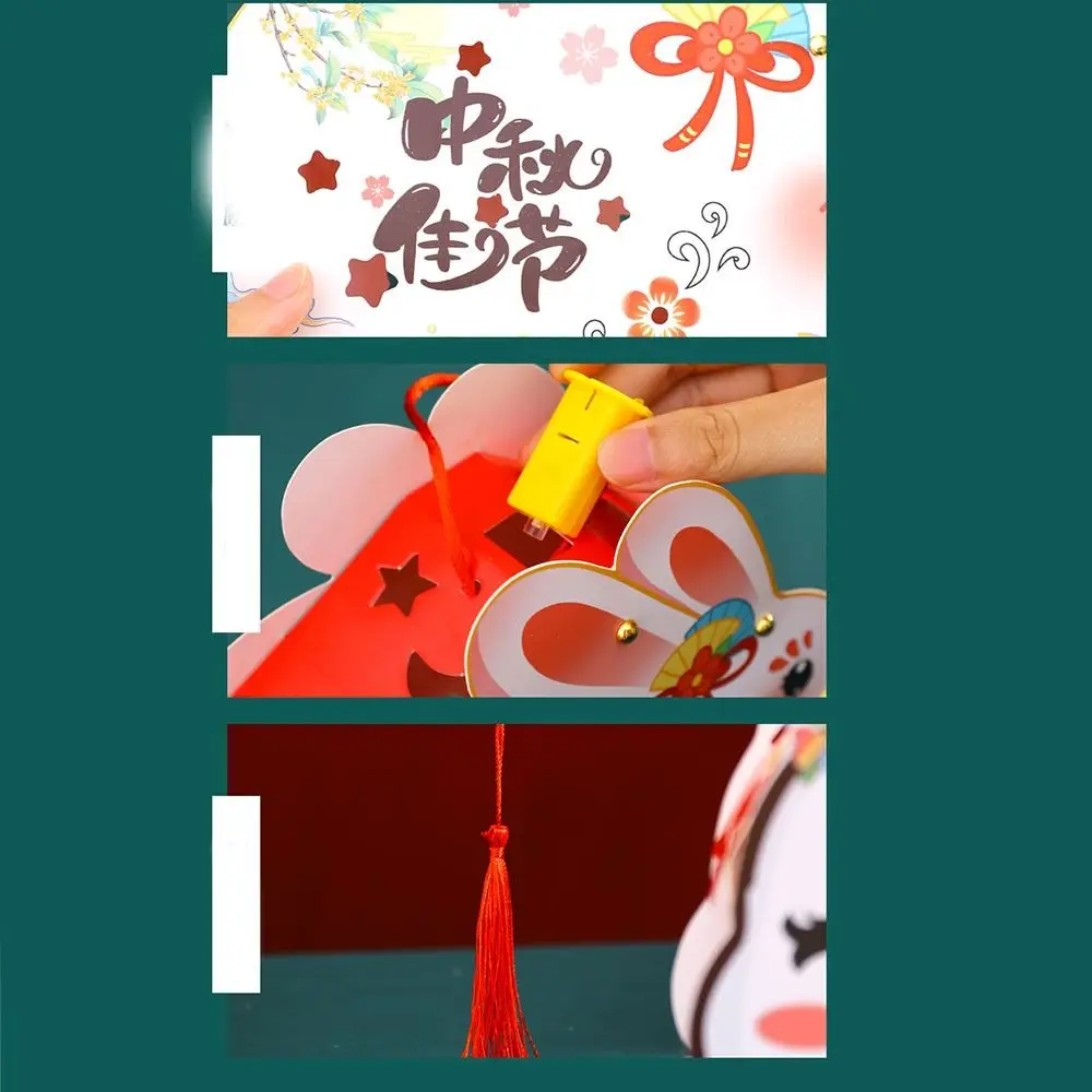 Chinese Mid-Autumn Festival Lantern DIY Handmade Glowing Handheld Rabbit Lantern DIY Material Bag Chinese Style