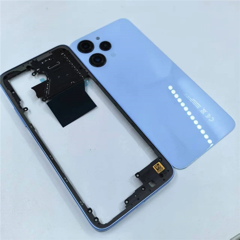 Full Housing Case for Redmi 12 4G 23053RN02A Middle Frame Battery Back Cover Rear Door with Camera Lens Repair Parts