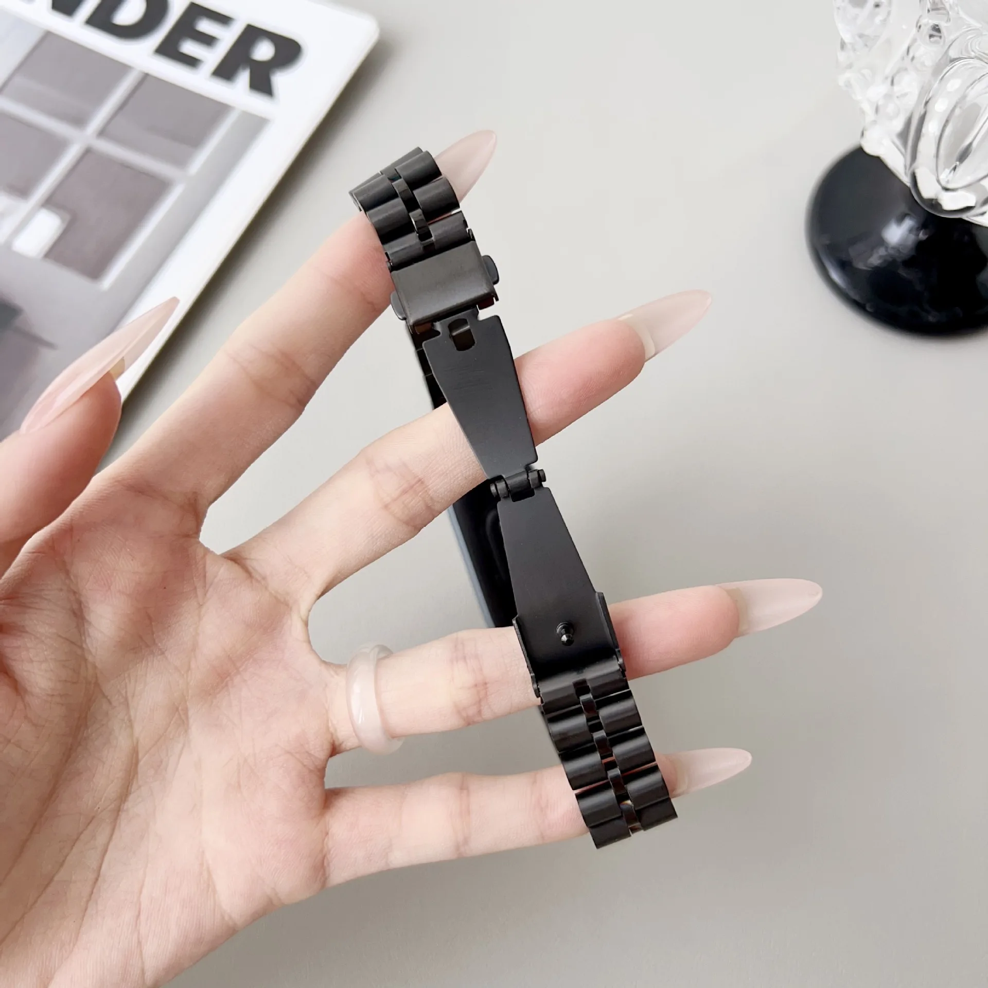 Stainless Steel Bracelet For Mi Band 9 Strap Lady Slim Watchband For Xiaomi Band8 Business Metal Wristband Replaceable Accessory