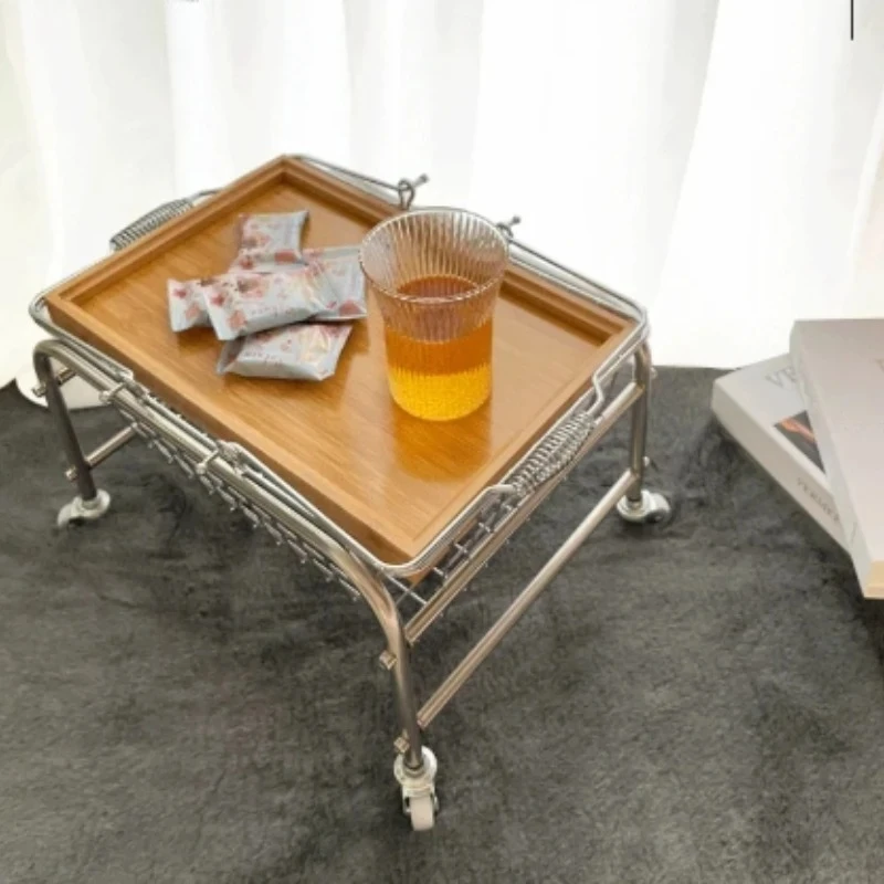 

Vintage Style Stainless Steel Rolling Cart Portable Smooth Wheel Kitchen Bar Snack Basket Shopping Trolley