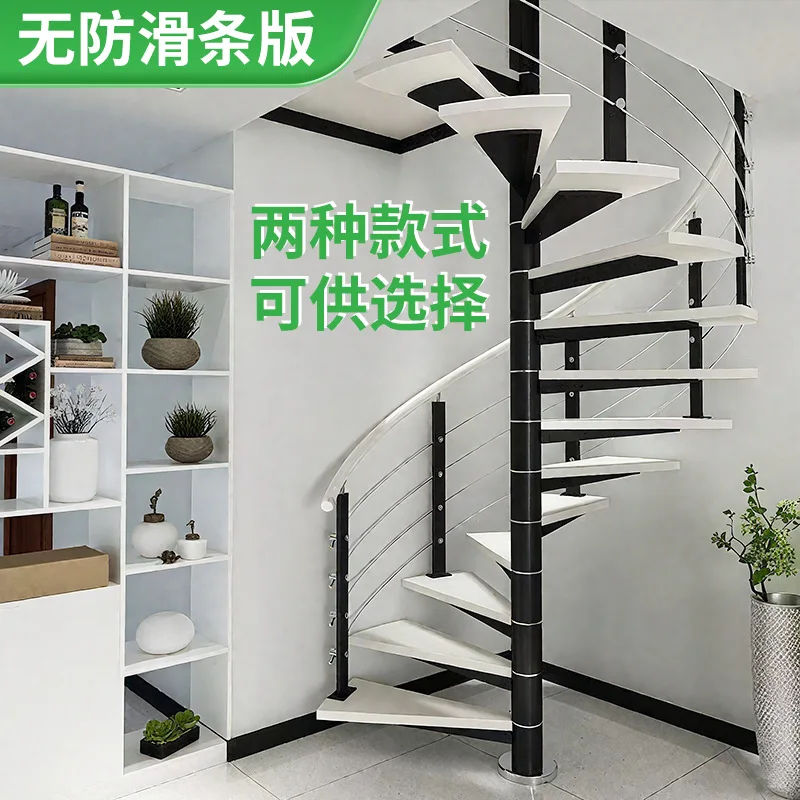 Spiral staircase indoor home loft small monolithic duplex villa with solid wood apartment
