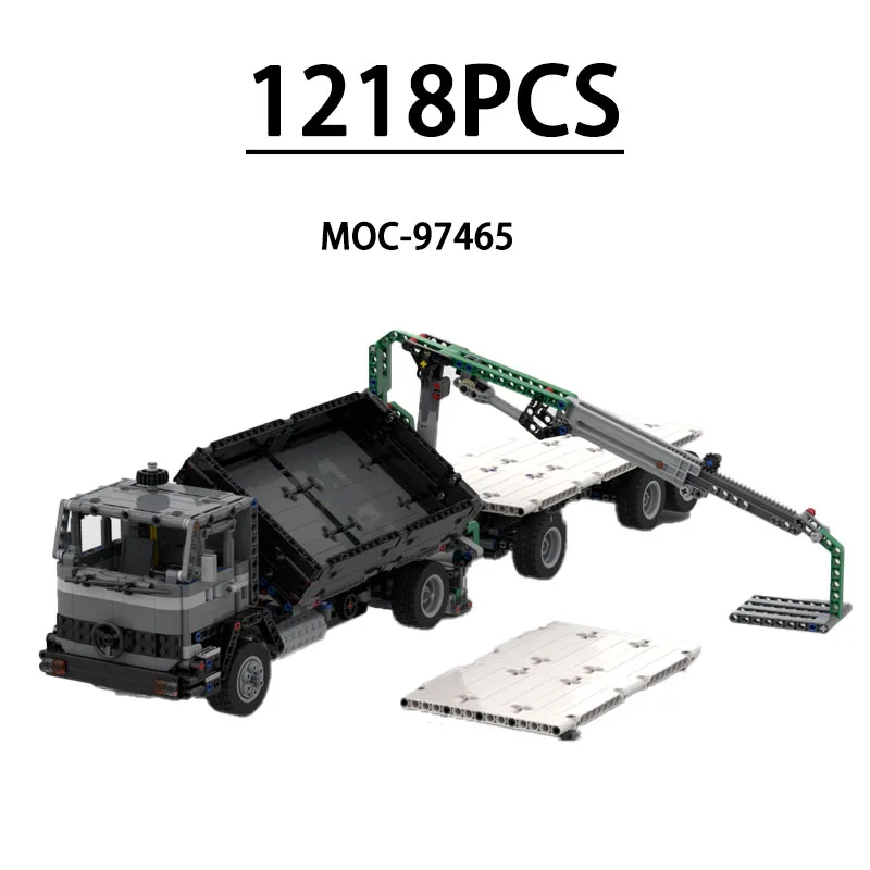 

MOC-97465 Building Block Dump Truck with Trailer Crane Model 1418 PCS Children Educational Birthday Christmas New Year Toy Gift