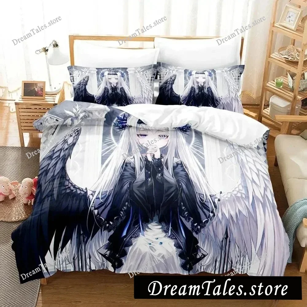 2025 Angel Girl Bedding Set Single Twin Full Queen King Size Bed Set Adult Kid Bedroom Duvet Cover Sets Anime Parure De Lit Bed7