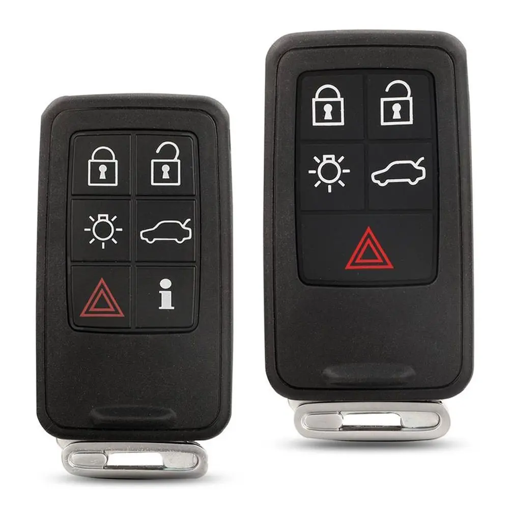 Carcasa de llave de coche con botón 5/6, carcasa de llave de coche negra ABS duradera, funda de llave Go Remote sin llave para Volvo S60L XC60 S80L