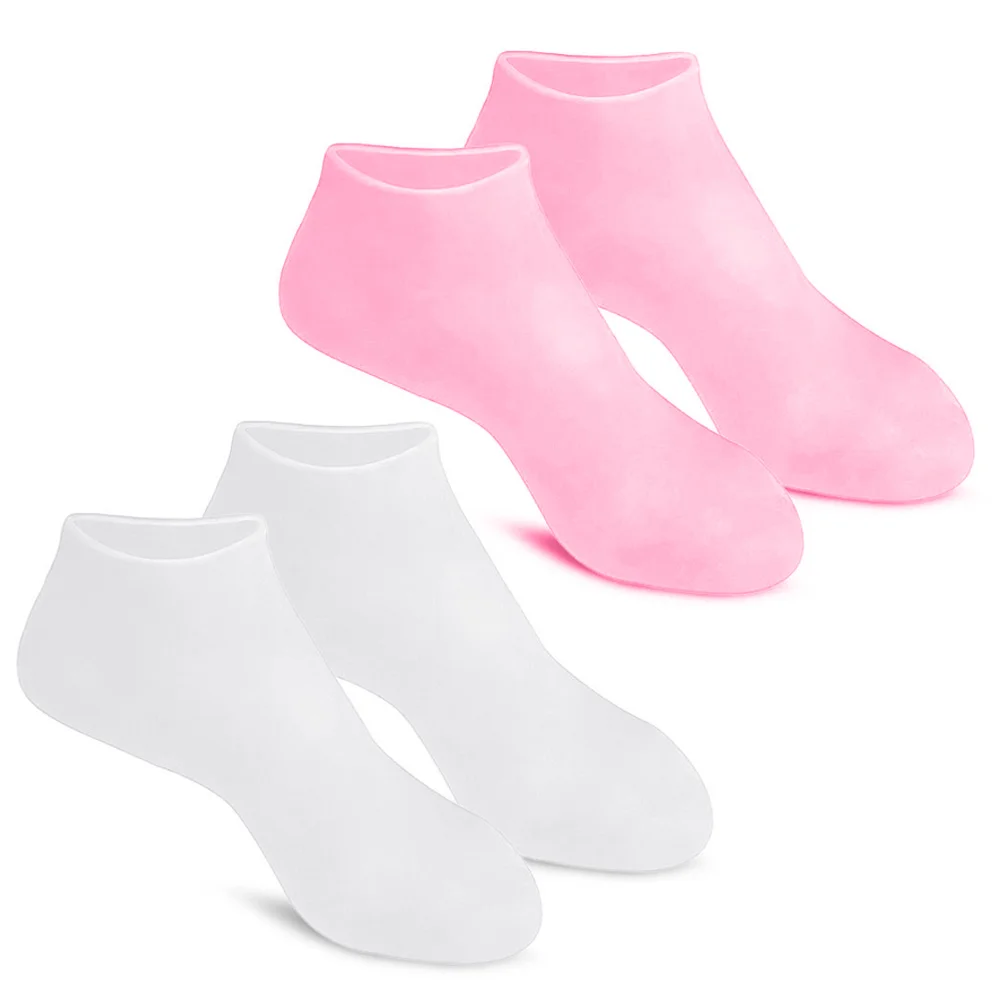 2 Pairs Protection Moisturizing Non-slip Socks Girl Child Foot Scrubber Silica Gel Mask Rough Skin