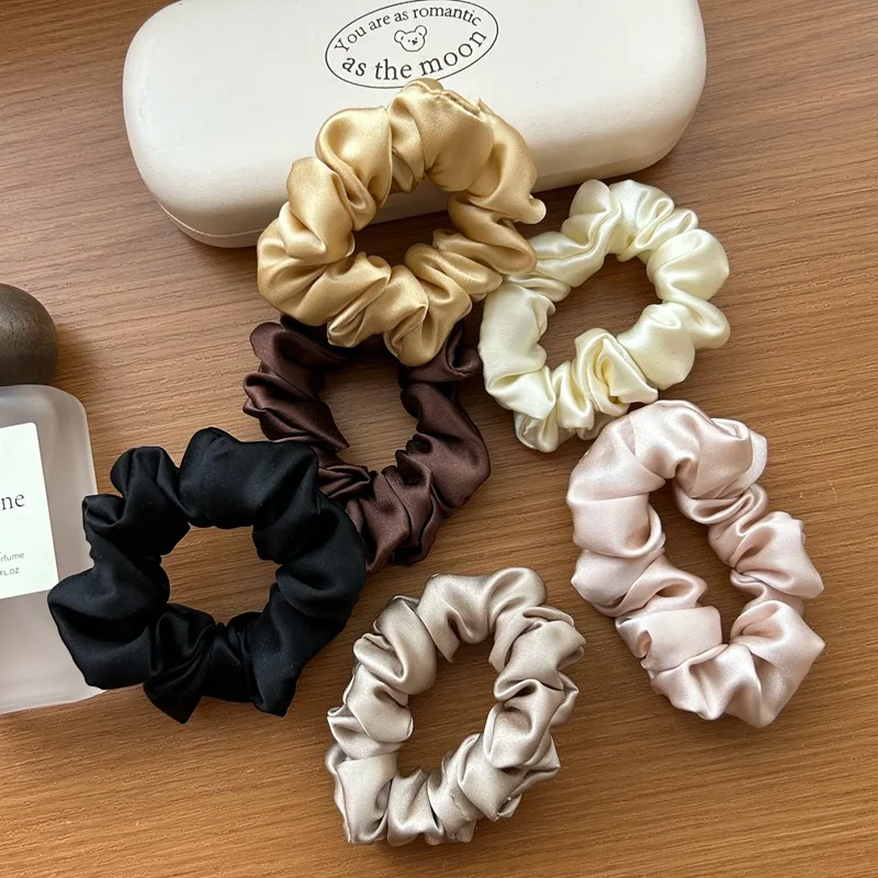 Women 100% Pure Mulberry Silk Hair Tie White Silk Scrunchies Girls Elastics Hair Rubber Band Solid Color hair rope chouchou soie