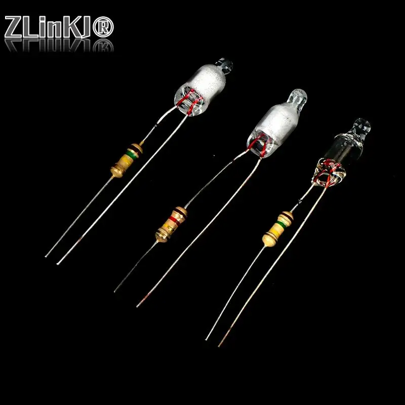 10Pcs Neon Light Bulbs 4x10mm 5x13mm Main Power Indicator RED Standard Mini Neon Light Indication, With Resistance 220V