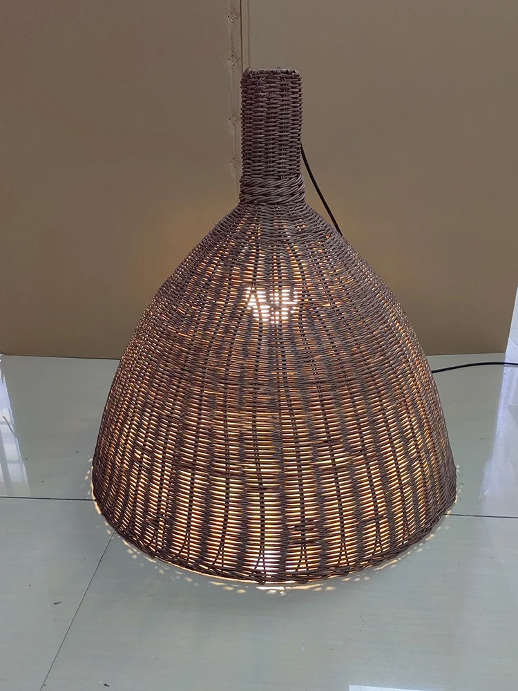 

Vintage Rattan Woven Chandelier Restaurant Creative Decorative Lamp Designer Dining Table Led Light Hotel Stair Wedding Lighting