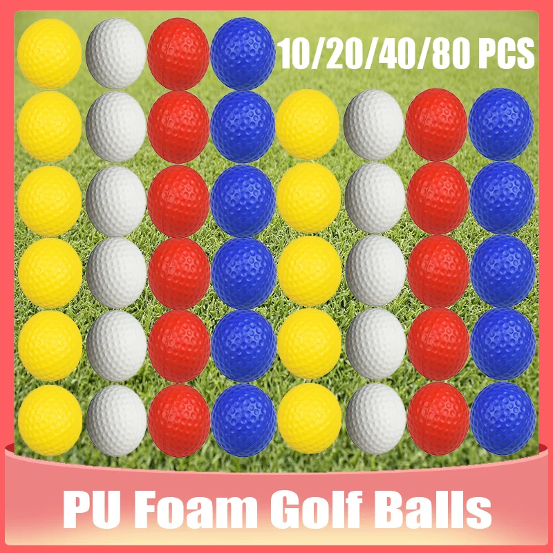 

10/20/40/80Pcs Yellow PU Foam Golf Balls Sponge Elastic Indoor Outdoor Practice Training