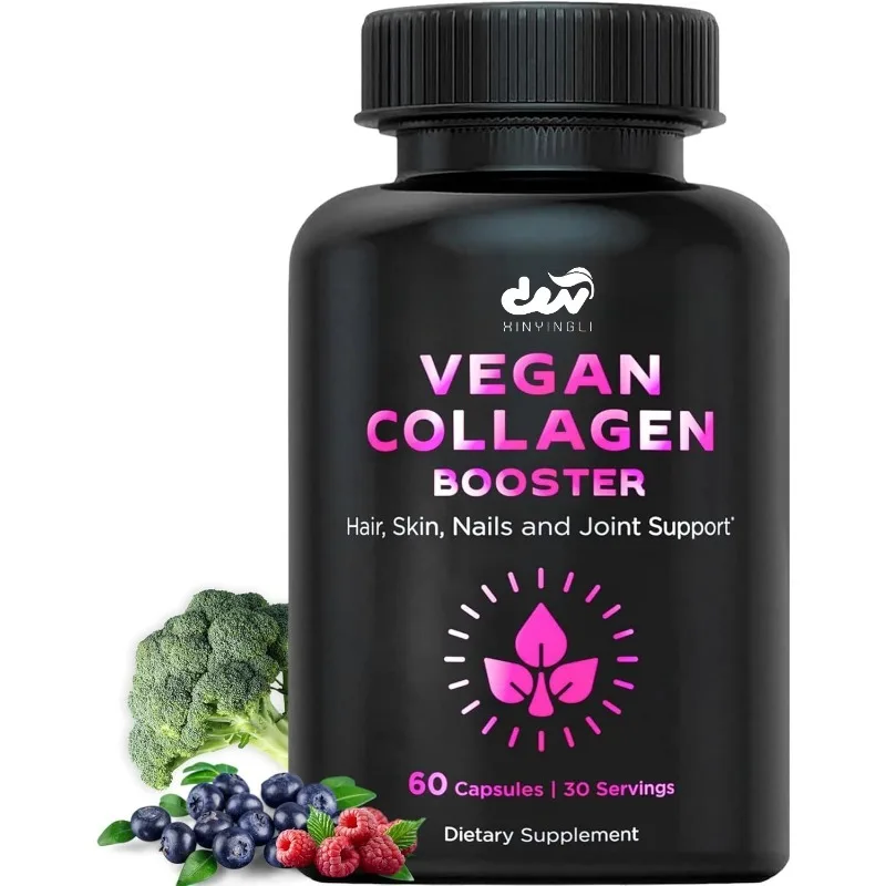 

Vegetarian collagen capsules - Plant collagen supplements - Supports hair, skin, nails, and joints - Contains hyaluronic acid