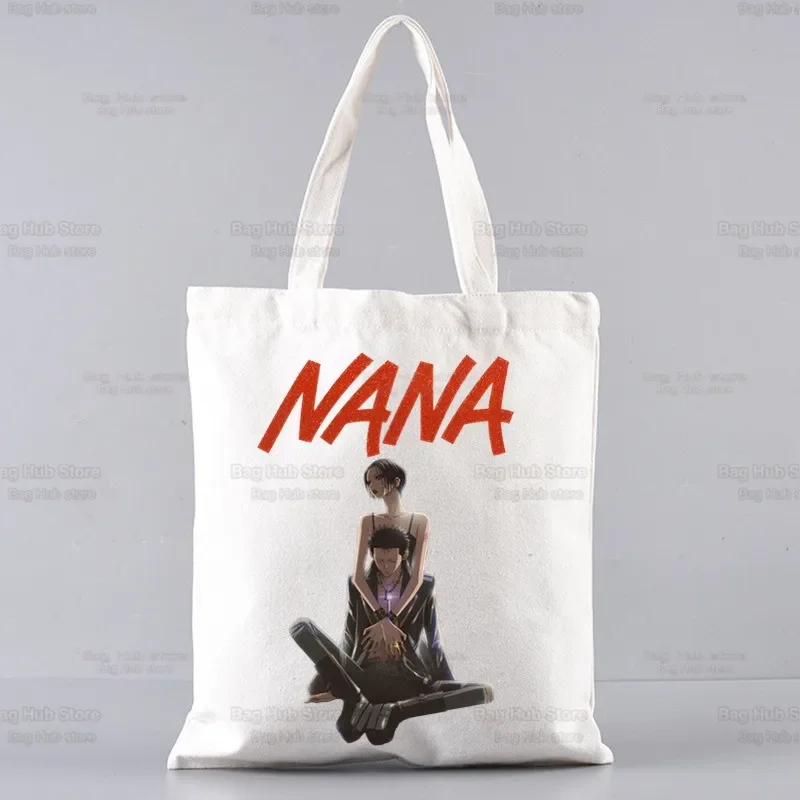 Black Stones NANA Osaki Anime Kawaii Harajuku Women Shopping Bag Canvas Shopper Girl Handbag Tote Shoulder Lady Bag