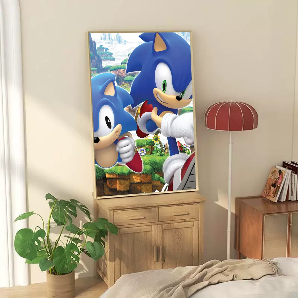 Cartoon S-Sonic V-Video Games Vintage Posters Sticky Whitepaper Prints Posters Artwork Posters Wall Stickers