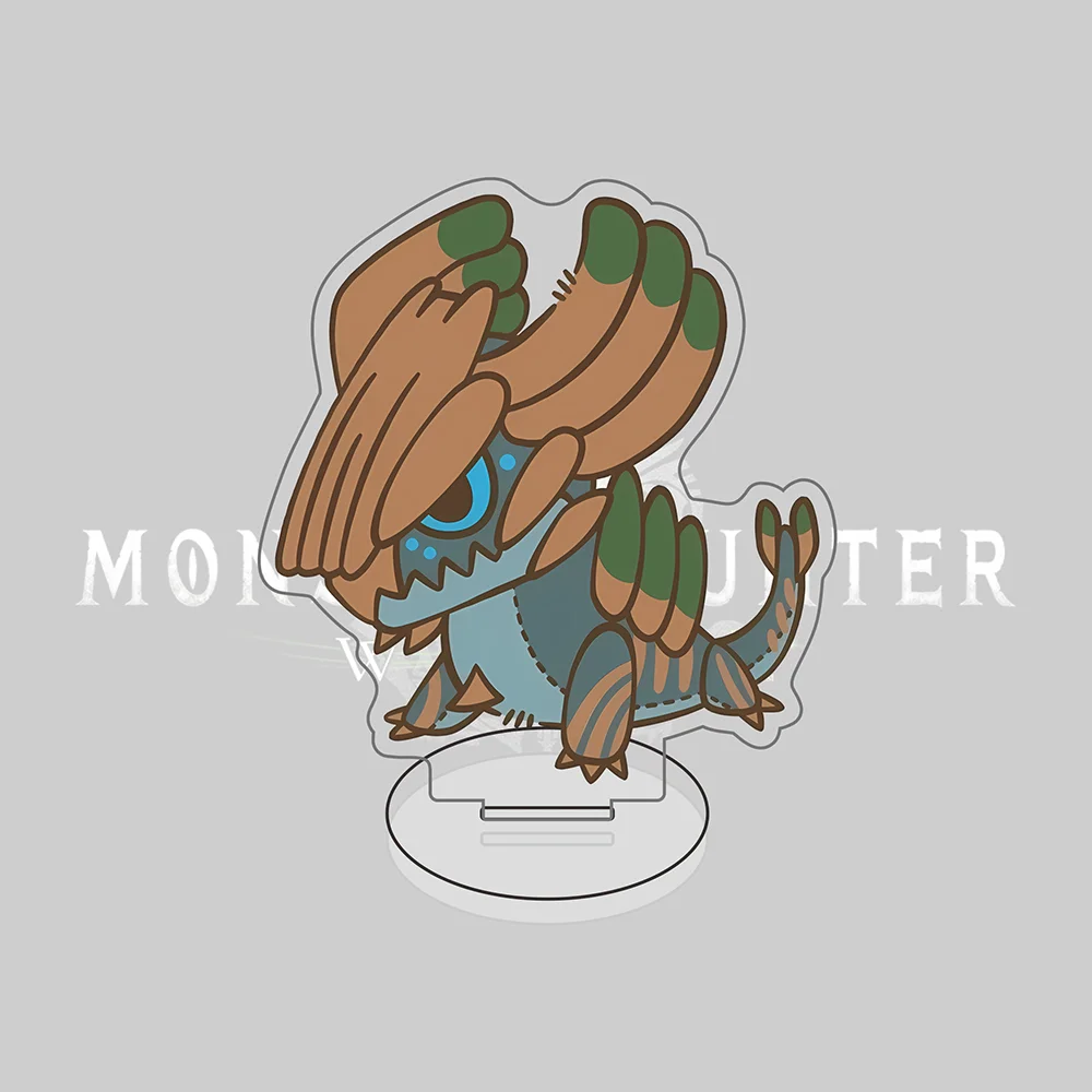Monster Hunter World Acrylic Stand Figure - Chibi Stitched Plush Style Monsters - Rathalos, Anjanath, Desk Decor MH Keychain