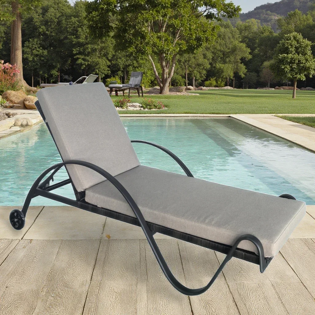 Adjustable Aluminum Outdoor Furniture Set Simple Hotel Garden Courtyard Pool Lounger Exterior Living Room Sun Lounger