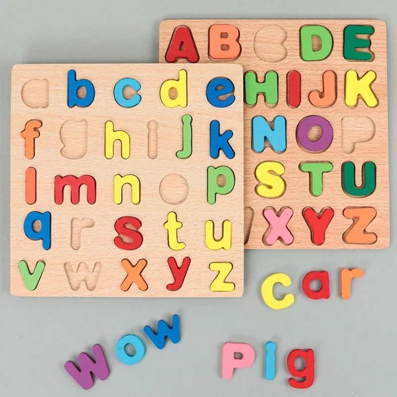 ألغاز الحروف الأبجدية الخشبية ألعاب تعليمية ألغاز ABC ألغاز تعليمية خشبية ثلاثية الأبعاد لعبة الذكاء المنطقي للسفر هدية عائلية
