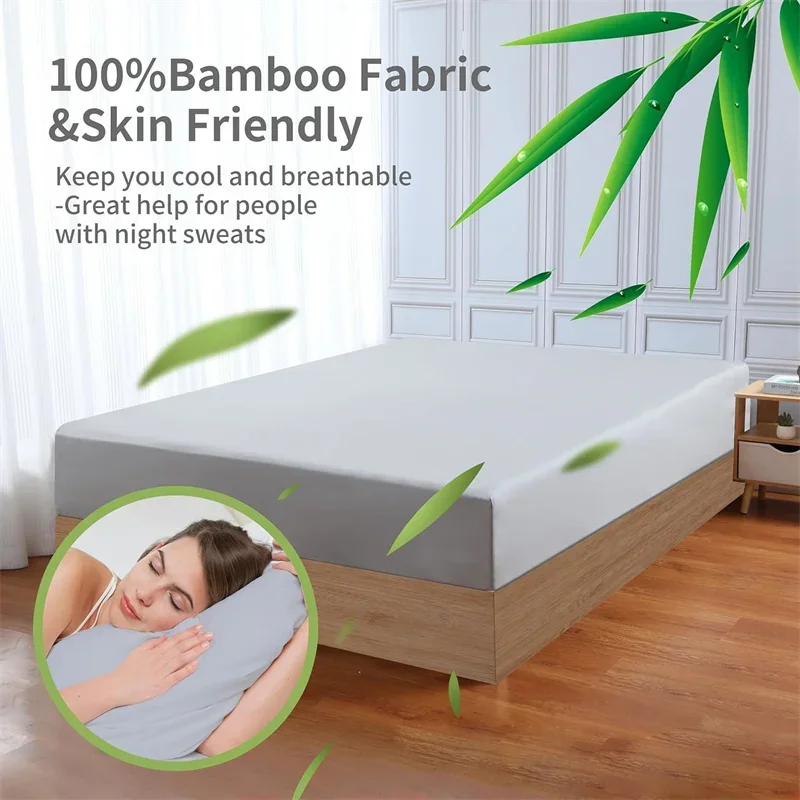 High Quality Bed Fitted Sheet 100% Bamboo Mattress Cover with Elastic Band Double King Queen Size Bed Sheet 90/120/200 Fit Sheet