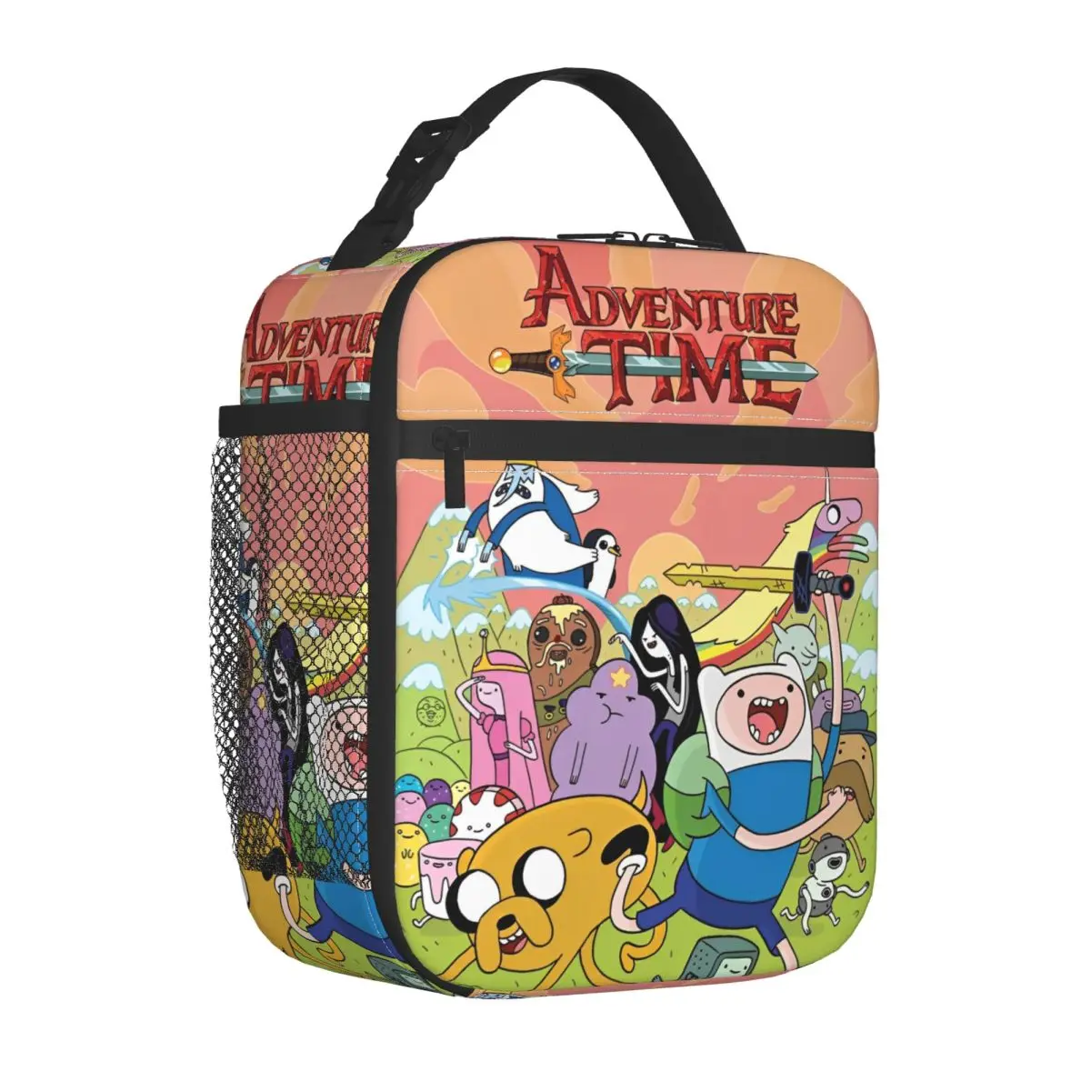 Anime Cartoons Insulated Lunch Bag High Capacity Adventures Time Lunch Container Cooler Bag Tote Lunch Box Food Storage Bags