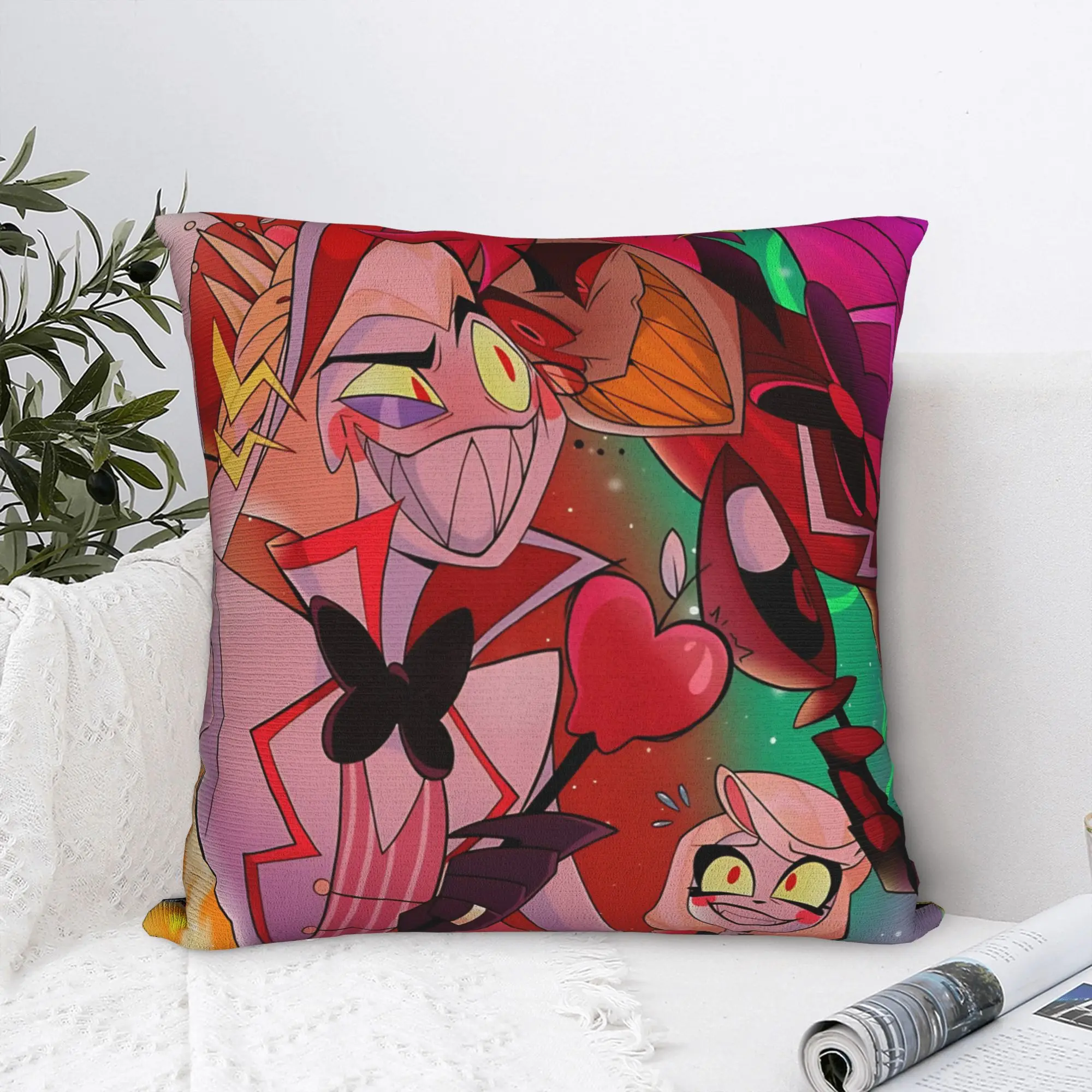 Pillow Case H-Hazbin Hotel Abel Square Two daddies  Pillow Cover For Sofa Couch Bed Living Room Retro Trendy Pillowcases