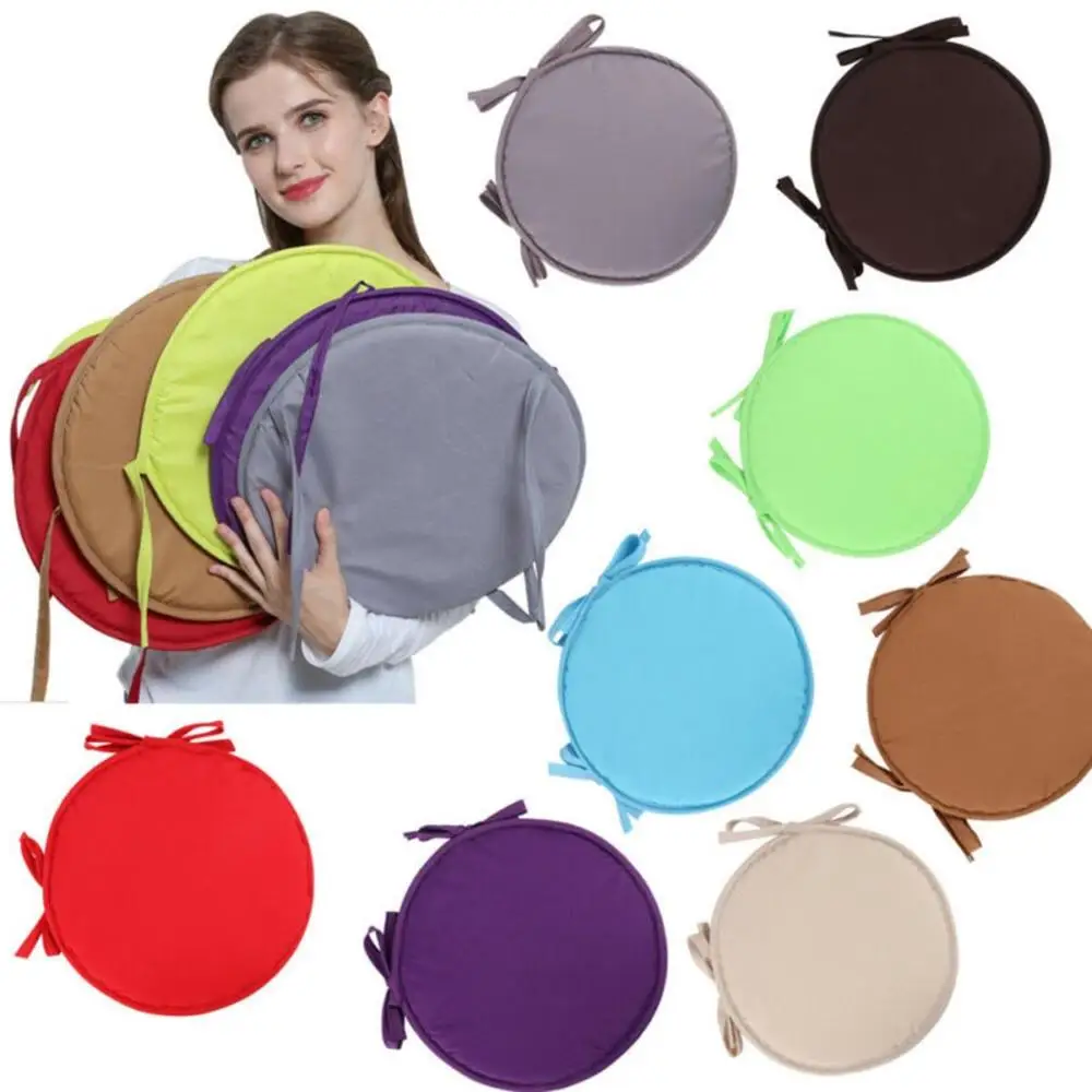 

Solid Color For Garden Patio Kitchen Office Washable Indoor Outdoor Round Cushion Seat Pad Chair Cover Home Decoration