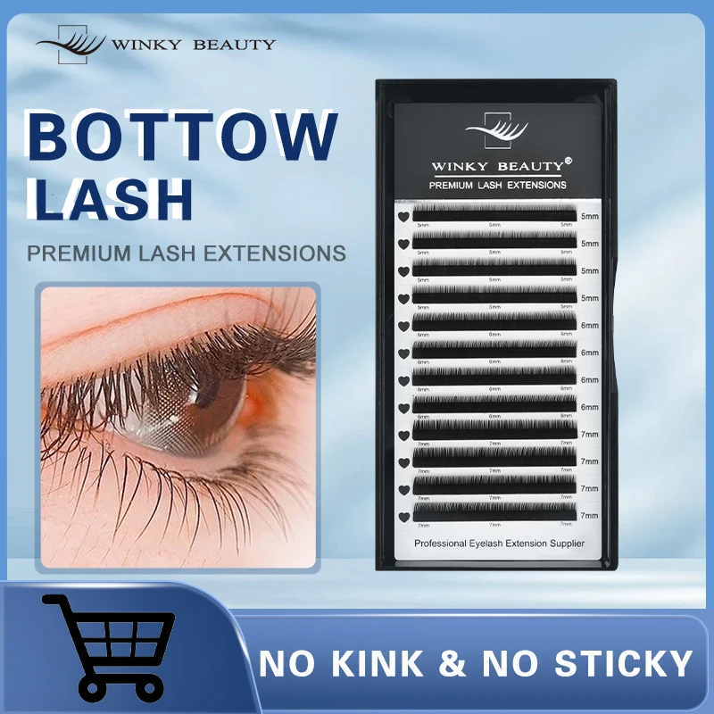 Winky Beauty Mink Individual Bottom Eyelash Extension B/C Curl 5-7 Mix Professional Under Lash Makeup Natural False Lashes
