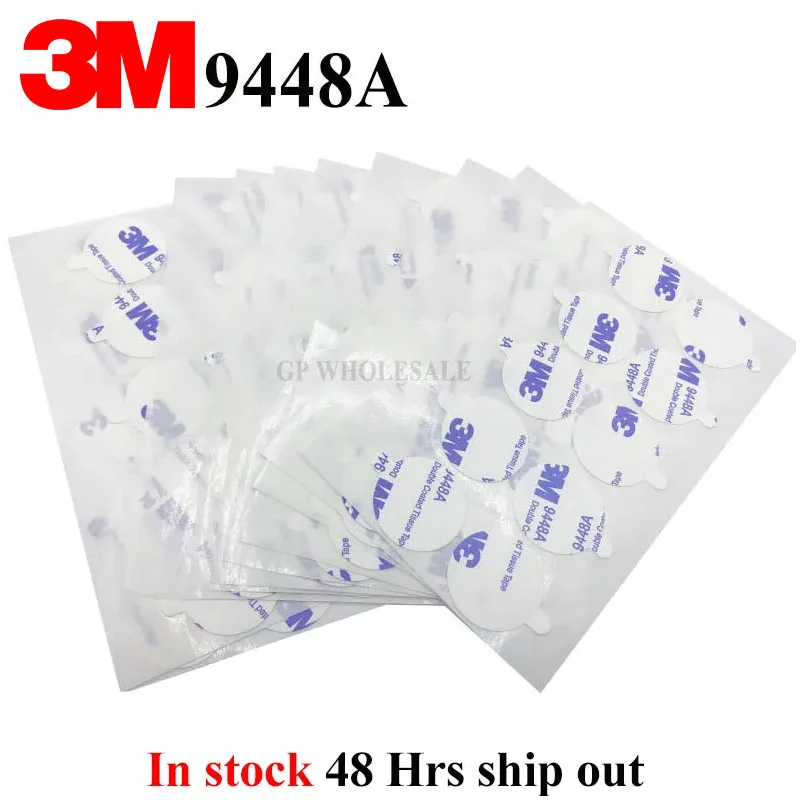 

100 Round Circle 3M 9448 Double Sided Adhesive Dot Stickers with Remove Handle Ear for Wax Seal Stamp 20mm 24.5mm