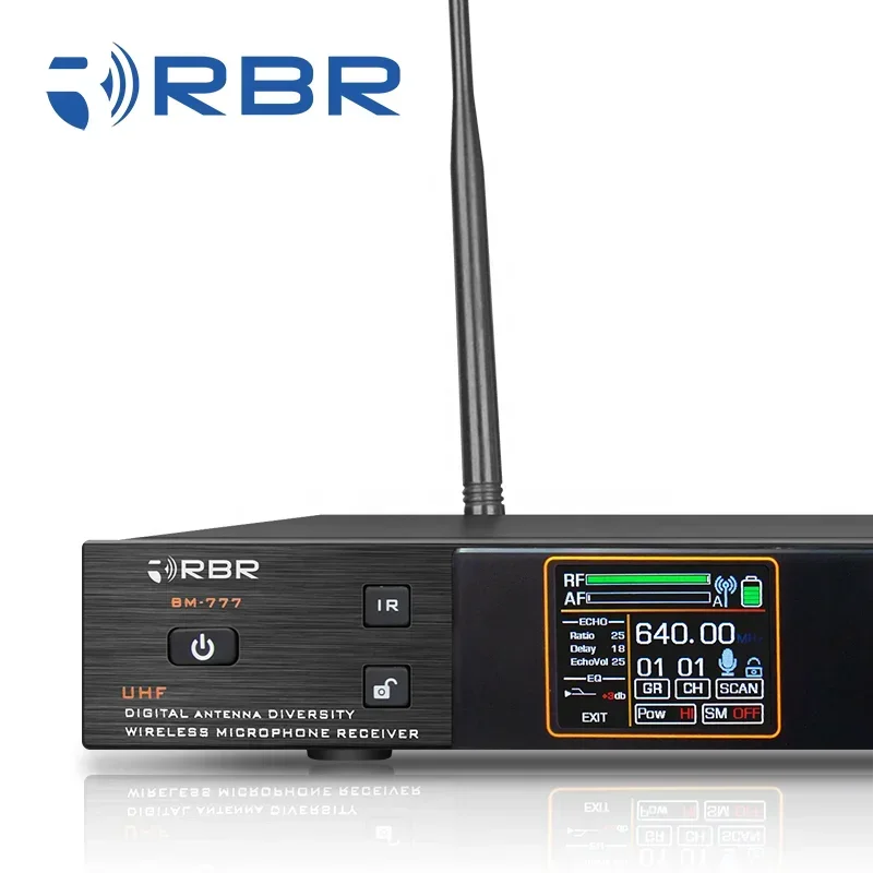 Professional bm777 uhf digital karaoke wireless microphone system with auto mute function