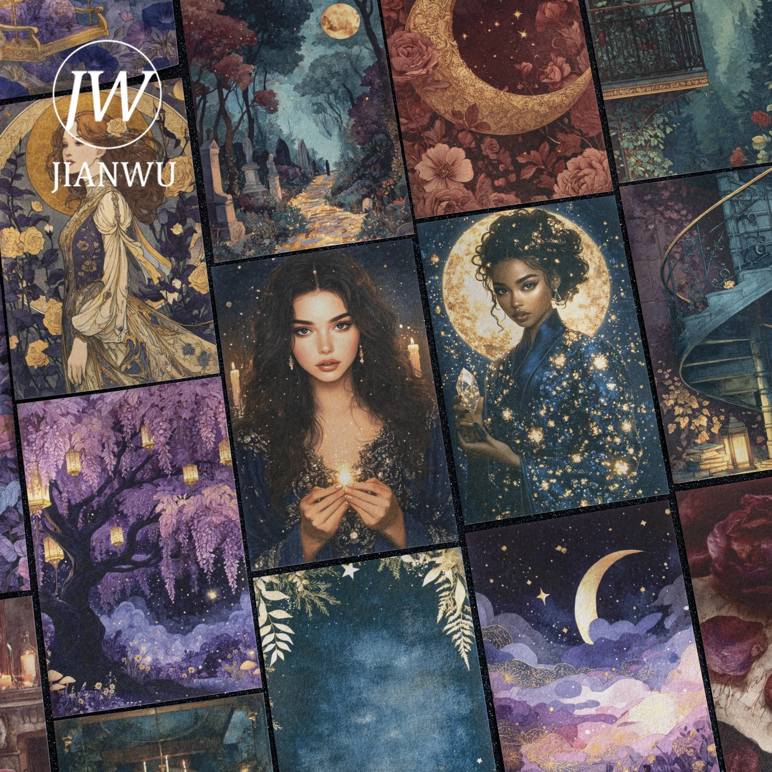 

Коллажная книга-стикербук JIANWU Starmoon Fairy Tales Series: винтажные цветы, персонажи, пейзажи, креативные материалы для дневников и канцелярских принадлежностей