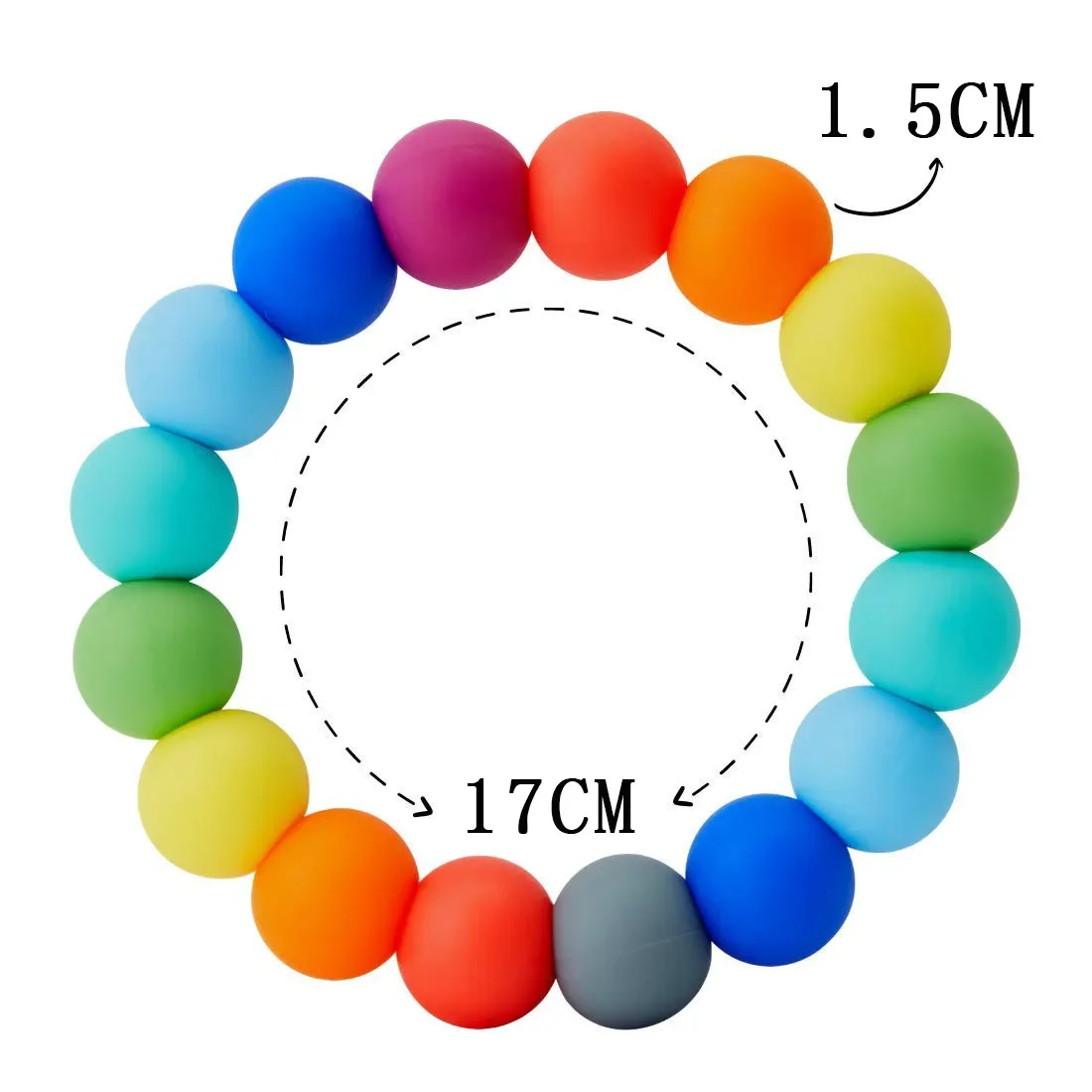 Baby Bracelet Teether DIY Baby Teether Food Grade Silicone Baby Teether Molar Toy  12mm silicone beads toys