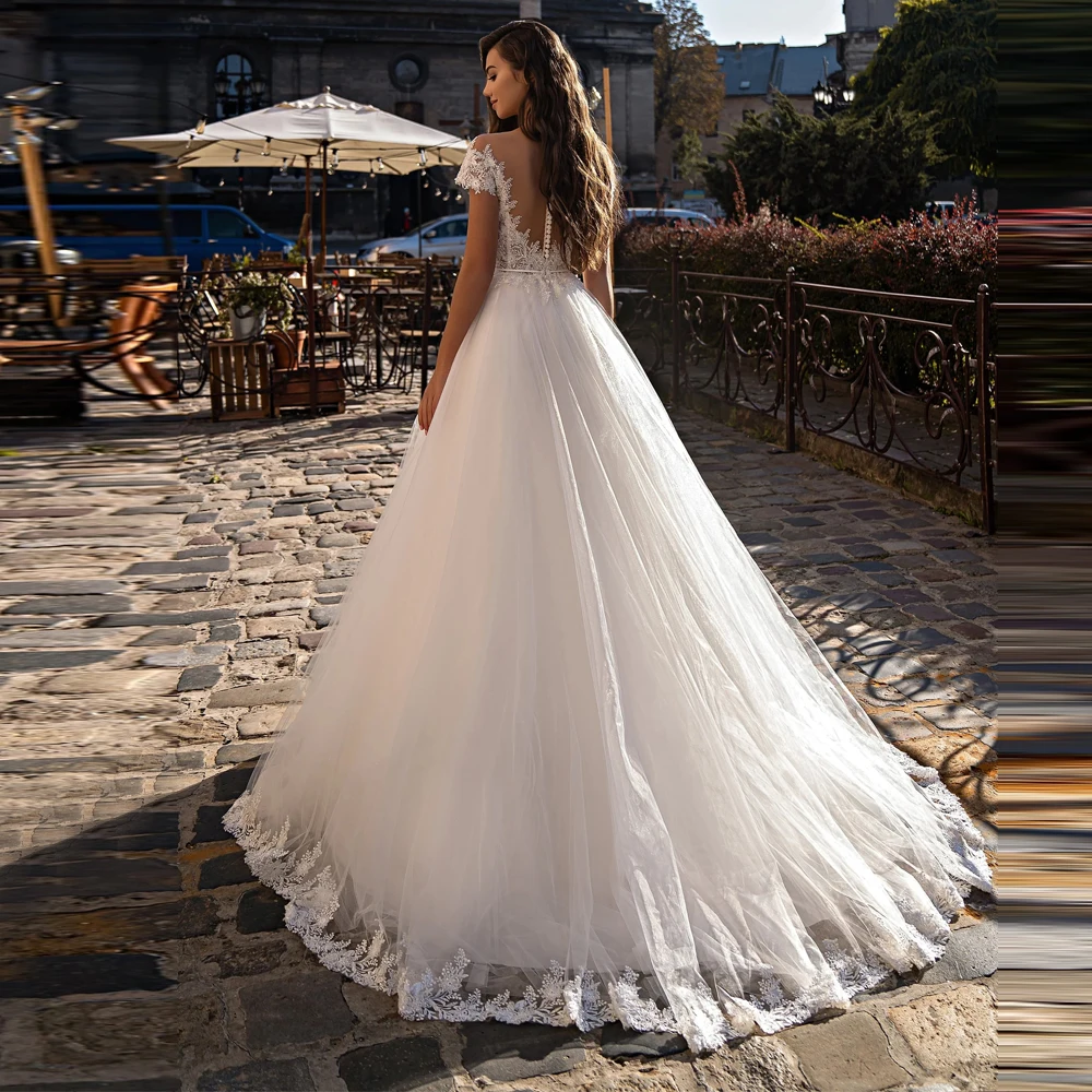 Affascinanti abiti da sposa a-line da donna con colletto a cuore in tulle abiti da sposa festa di fidanzamento banchetto Robe De Mariee personalizzato