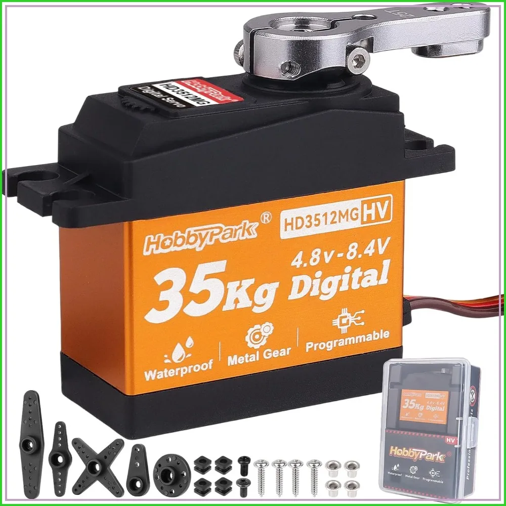 

Waterproof 35kg High Torque Servo Motor Metal Gear Digital Servo Stainless Steel Gear for RC Crawler Car Truck Buggy Airplane HV Programmable 180°