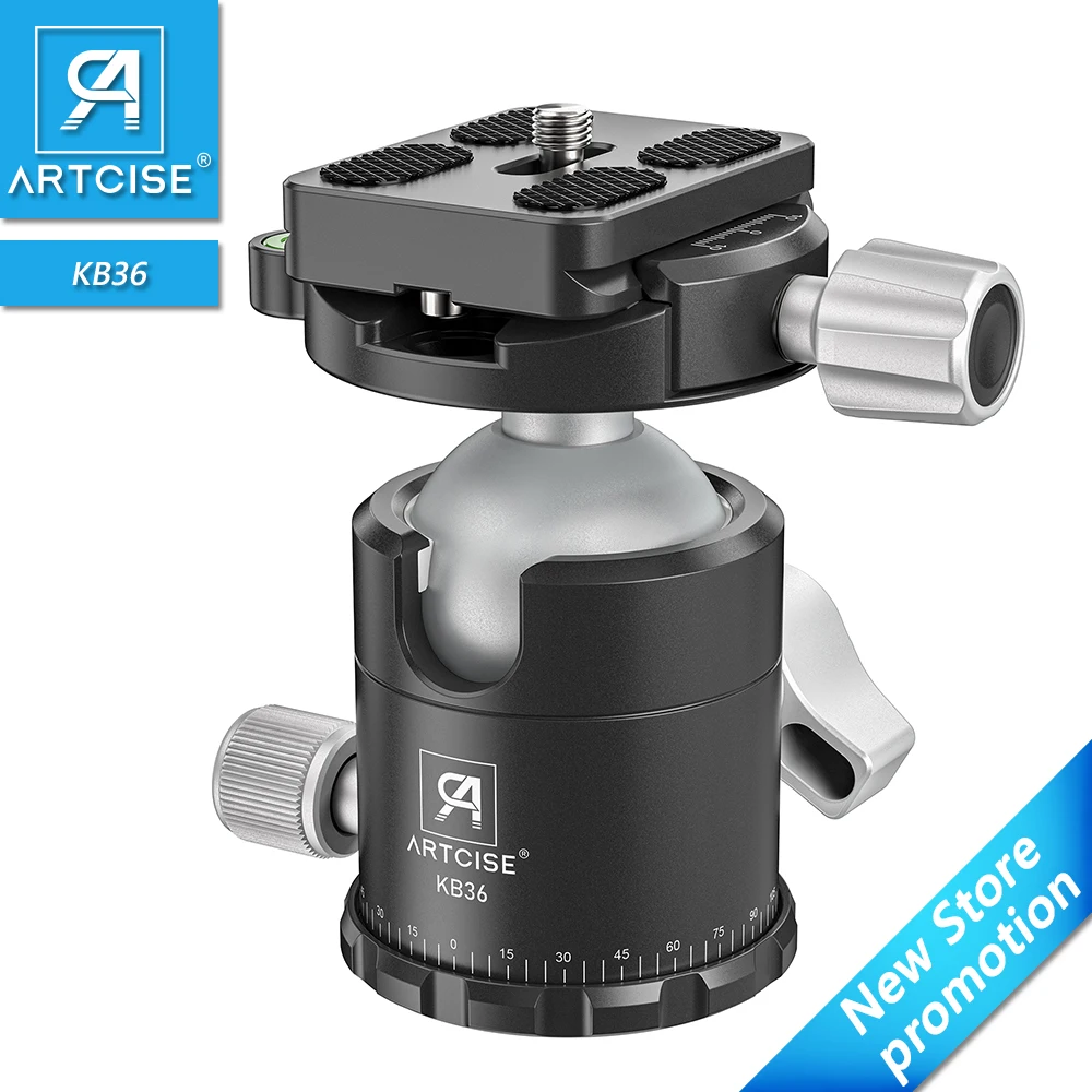 Artcise KB36 Tripod Ball Head 360° Panorama Ballhead Mount Adapter U-Groove BallHead Tripod Mount MaxLoad 20kg for Tripod Camera