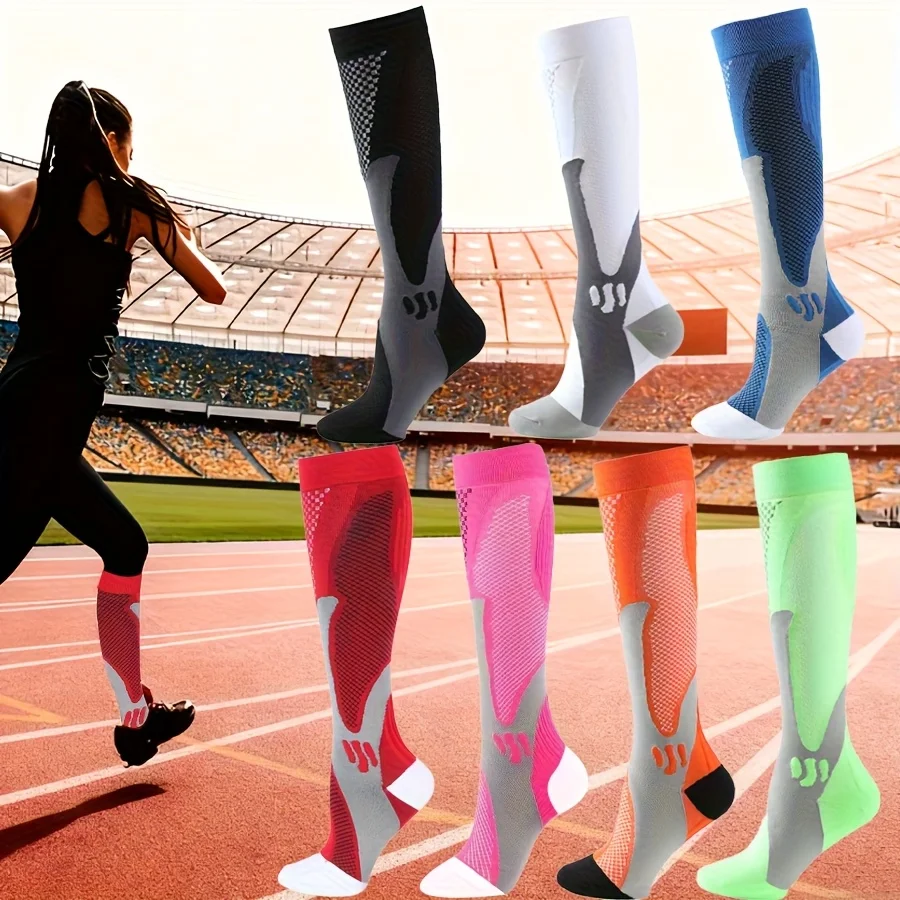 

3 Pairs Professional Sports Compression Socks for Men & Women, Calf Support Socks Ideal for Fitness, Running and Basketball, Athletic Style Knee-High Socks