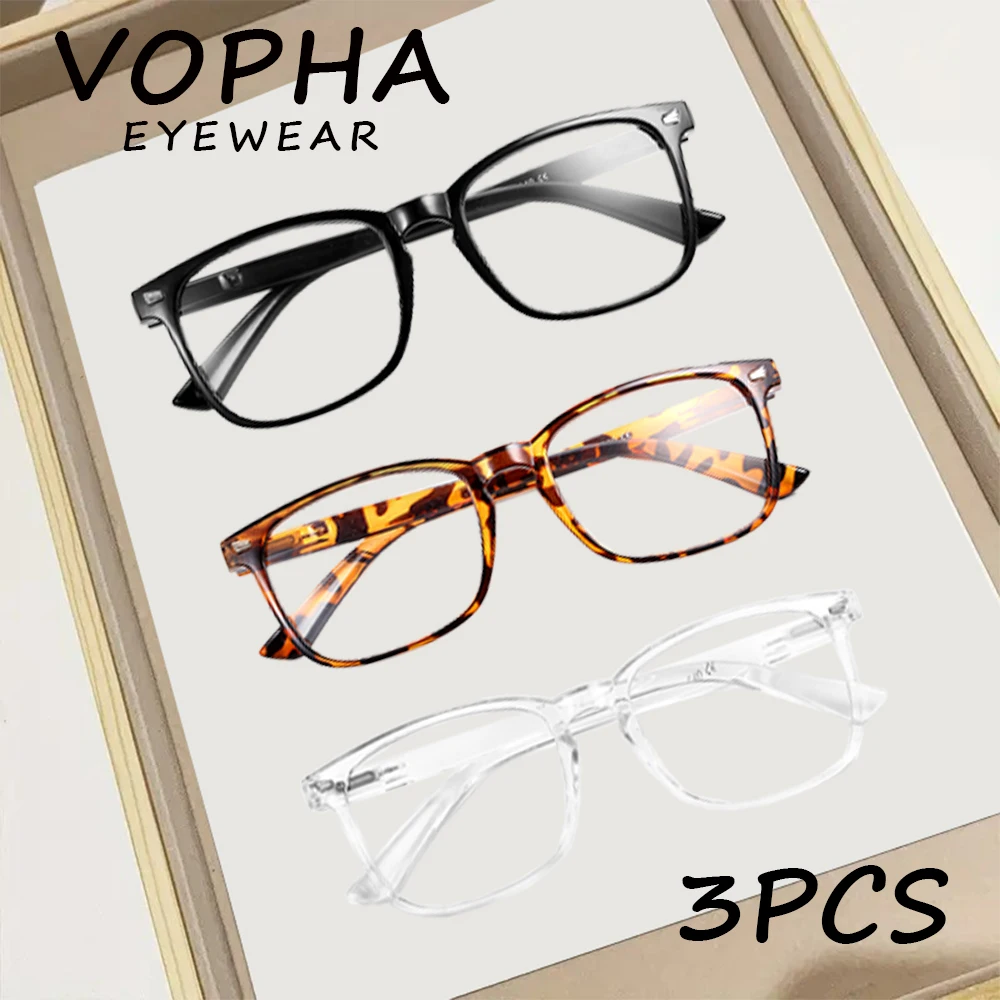 3-teilige blaulichtblockierende Lesebrille – Unisex-Anti-Ermüdungs-Computerbrille mit quadratischem Rahmen und optischen Gläsern