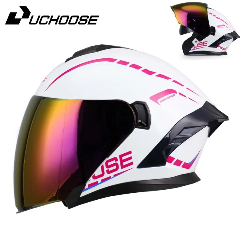 

Мотоциклетный шлем с открытым лицом для мужчин и женщин, солнцезащитный козырек с двумя линзами, легкий шлем для скутера, велосипеда в стиле ретро 3/4, шлем