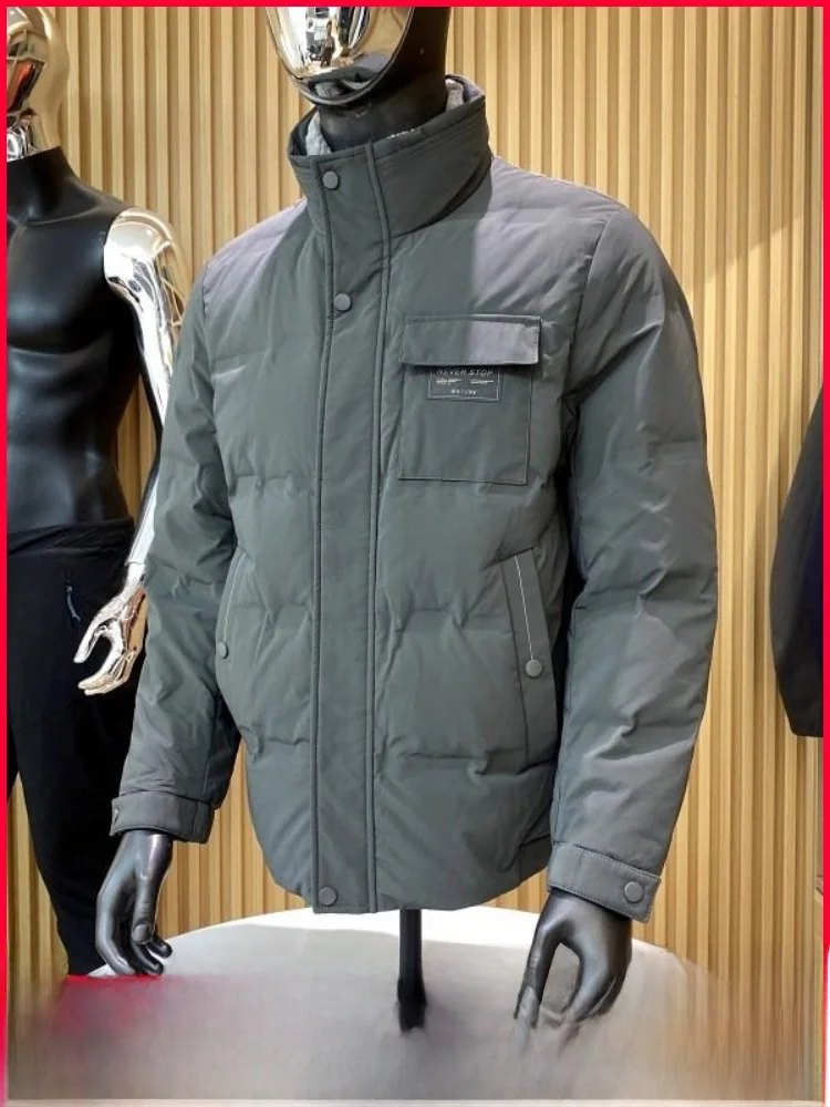 

Men's Casual down Jaet Stand Collar Removable Fur Collar Du down Filling Warmth Busin Casual Sle Zipper Closure
