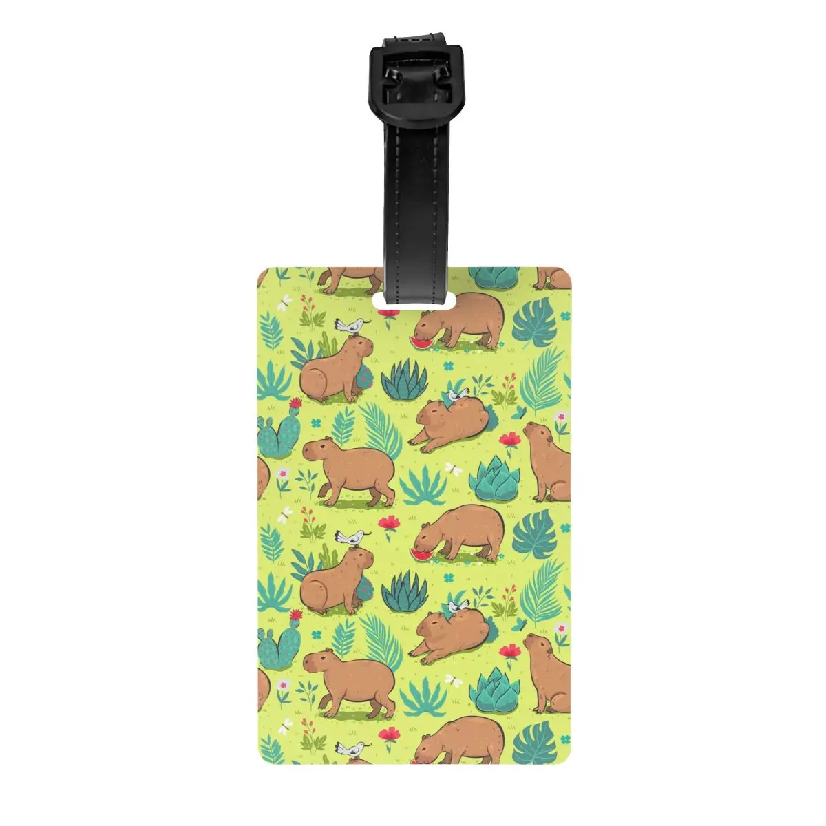 

Custom Cute Animal Capybara Luggage Tag With Name Card Privacy Cover ID Label for Travel Bag Suitcase