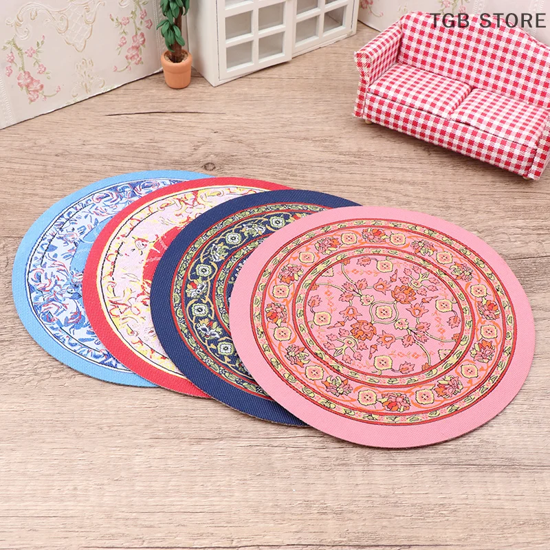 Tapis de sol rond Miniature pour maison de poupée 1:12, couverture ovale, modèle de chambre à coucher, décor de salon, jouet, accessoires pour maison de poupée